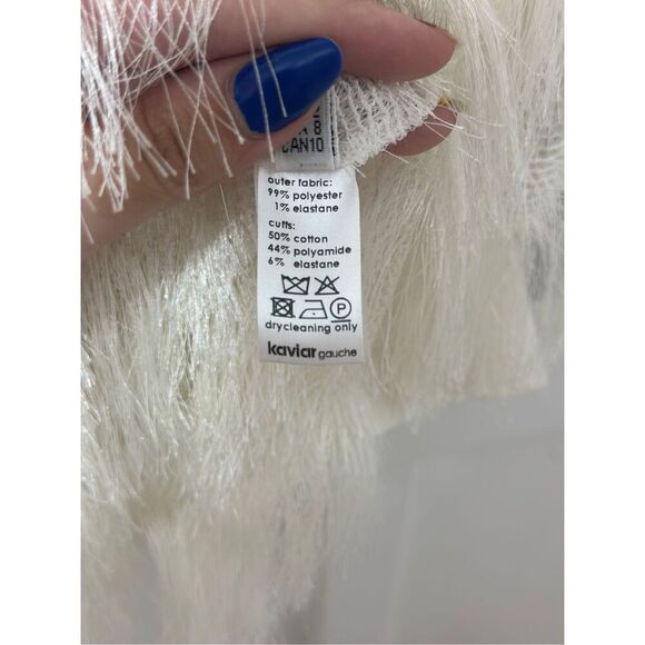 NWT Kaviar Gauche Twist Pulli Full Fringe Long Sleeve Mini Dress Women's 8US - Picture 10 of 13